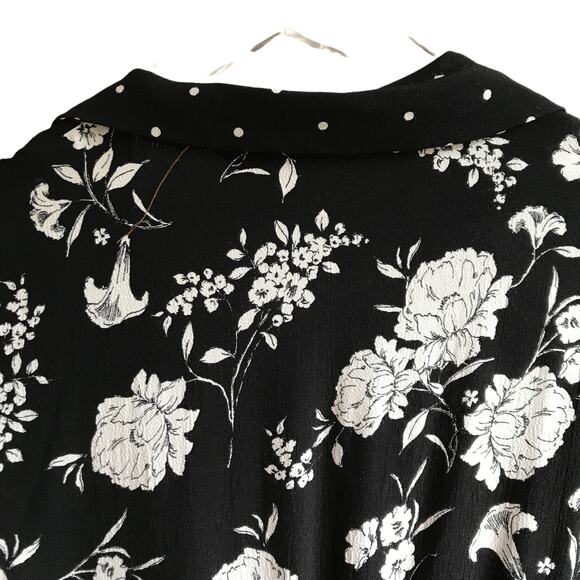 Zara Dark Floral Print Jumpsuit Size XS Long Sleeves V-Neck Going Out Outfit - Picture 7 of 15